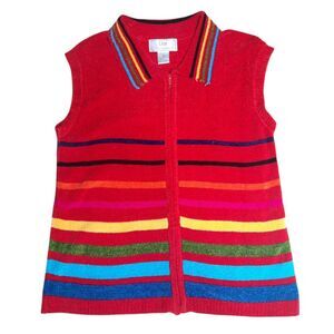 Lisa International Vintage 90s Rainbow Knit Sweater Vest Size Medium